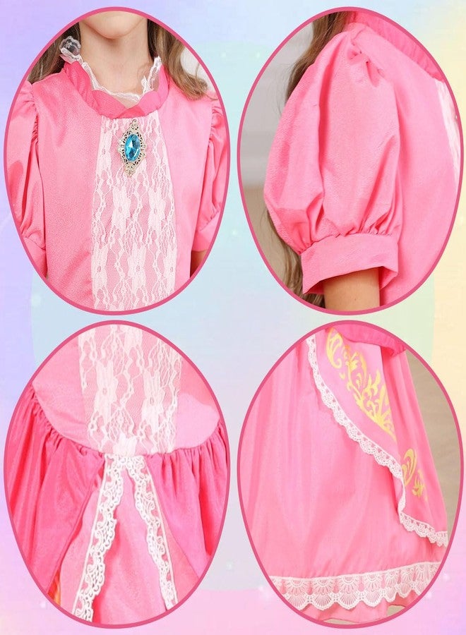 Luzlen Pink Costume for Girls Kids Dress Up Halloween Carnival Cosplay Party Outfit, Pink, 5-6 Years(Label 120) - Image 5